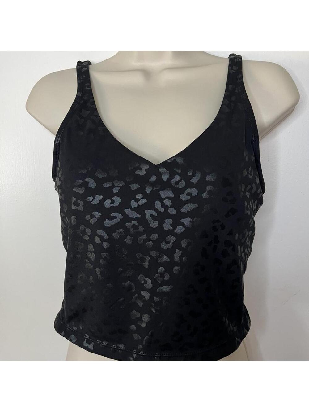 Tank Top Medium 6 Black Leopard Cheetah Shelf Bra Camisole Workout